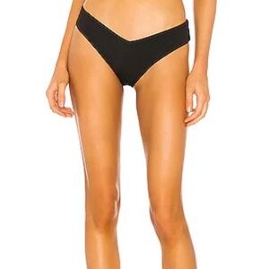 Tori Praver Spencer Cheeky High Leg Bikini Bottom Black NWT L